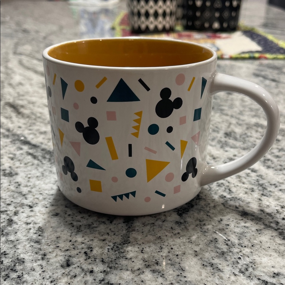 Disney Geometric Pattern Mug - White and Yellow